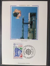 CARTE PREMIER JOUR FDC 1991 N° 2696 EUROPA ESPACE FUSÉE ARIANE OBLITÉRÉ KOUROU 