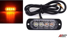 1x Ambre 4 LED Voiture Camion Urgence Phare Feux Danger Flash Strobe Barre Signe