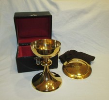 CALICE & PATENE ARGENT MASSIF DORE VERMEIL VINTAGE   chalice paten gold silver