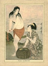 Document ancien estampe japonaise Outamaro 1929 issu de magazine