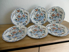 SIX ASSIETTES PLATES FAIENCE GIEN DECOR COQ PIVOINES Lot 6.