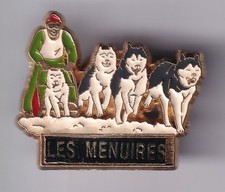 RARE PINS PIN'S .. SPORT HIVER CHIEN DOG HUSKY TRAINEAU PULKA LES MENUIRES 73~FZ