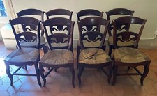 ENSEMBLE D'ANCIENNES CHAISES MAJORQUINES (8). STYLE EMPIRE. NOYER.MAJORQUE.XIX