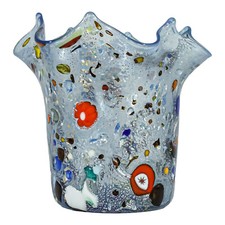 Murano Vase en Verre Art Bleu