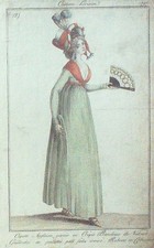 Gravure Costume Parisien 1797 an 5 #  8 (eau forte) Capote Anglaise Fichu croisé