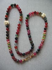 Ancien collier perles en verre et éléphant 70 cm accessoire mode bijou