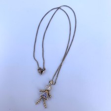 Gold Tone Sterling Silver Little Girl Pink Clear Gemstone Necklace