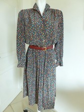 ROBE STYLEE MARQUE DEVERNOIS COUPE CHEMISIER IMPRIME MULTICOLORE  T.38 /  40