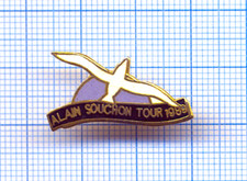 Pin's badge vintage chanteur ALAIN SOUCHON TOUR 1989 Promo Concert / Oiseau