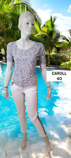 Caroll Taille 40  Haut top tee shirt manches courtes femme gris bleu ocre