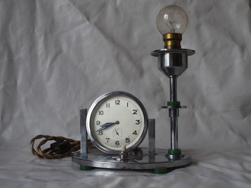 Lampe reveil metal argent - lampe,
