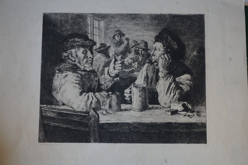 Belle litho scene taverne - belle,