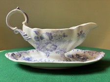 Faïence UC Sarreguemines XIX ème (1900) Saucière Flore - espriantik31