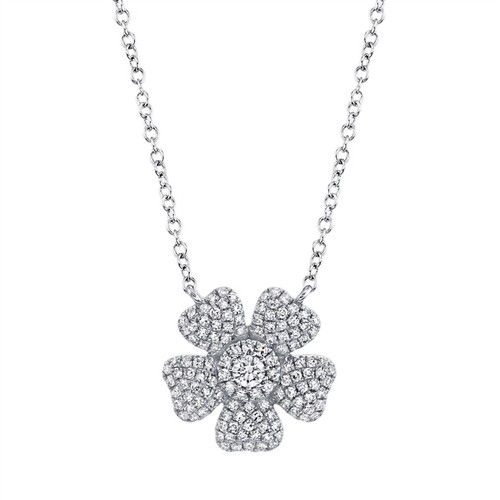 14k blanc diamant fleur - or,