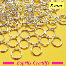 120 Anneaux de jonction ouverts Argenté 8mm x 0.8mm sans Nickel
