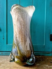 Grand Vase Vintage en Verre d'Art Soufflé. H 35 cm Poids 4,6 kg