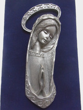 CADRE VIERGE MARIE ETAIN Ciselé Main Velours Marine Catholique Religieux