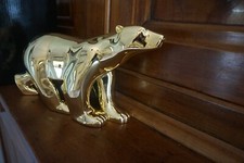 POMG01 OURS BLANC  OR GOLD POMPON FIGURINE FRANCOIS POMPON SCULPTEUR  21 CM