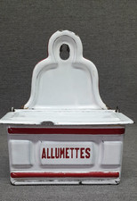 Ancienne boite à allumettes en tôle émaillée, déco cuisine vintage