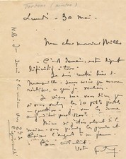 P. FORTUNI (ou Fortuny), XXe siècle, peintre lettre autographe signée