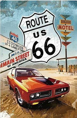 Plaque metal vintage route - plaque,