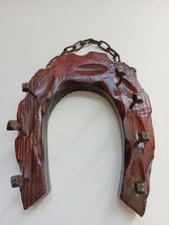 Support porte clefs en forme de fer à cheval en bois Vintage Très bon état