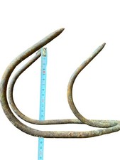 ANCIEN OUTIL DE JARDIN DENT FER FORGE RASETTE CROCHET BÊCHE FOURCHE VINTAGE