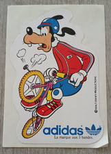 Autocollant vintage ancien ADIDAS Cyclisme Cycliste Velo Wald Disney Dingo