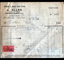 MONTREUIL-sous-BOIS (93) GUIDONS & JANTES pour CYCLES-VELOS "L. ALLES" en 1948