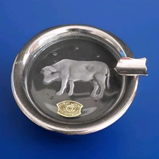 cendrier décor taureau en cristal val saint Lambert Belgique