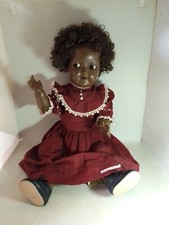 ANCIENNE POUPEE AFRICAINE DE MARQUE UNICA EN CELLULO ANNEES 40/60 YEUX BOUGE