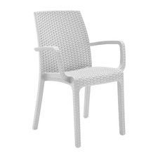 Chaise Jardin Indiana Accoudoirs Fauteuil Rotin Extérieur Polypropylène Blanche
