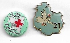 lot de 2 pin's croix rouge (départements 93 et 21)