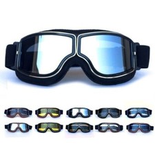 Lunettes de Moto en Cuir PU Rétro Aviateur Style pour Casque de Motocross ATV MX