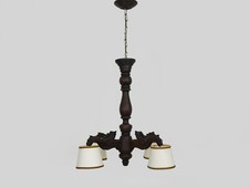 Ancien lustre dragon en bois sculpté à la main 4 feux Années 50