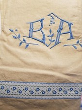 DRAP PLAT ANCIEN - 100%LIN - Initiales A - B