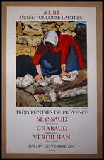 René SEYSSAUD : Exposition la lavandière, affiche en lithographie originale 1959