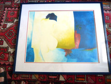 Jeune fille au vase rouge LITHO 1985 signée C.GAVEAU