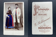 Kuhlmann, Buckeburg, Jeune couple Vintage cdv albumen print. Tirage albuminé
