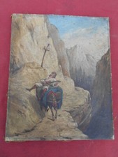PEINTURE ORIENTALISTE "BEDOUIN A L' ANE" EPOQUE DEBUT 1900 SUR TOILE
