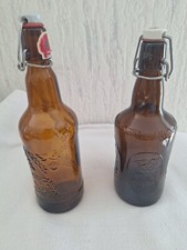 Lot de 2 bouteilles de bière anciennes - verre marron - 65 cl