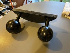 porte manteau 2 pateres boule en bois peint noir demi lune vintage mural