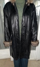 Manteau vintage en cuir noir