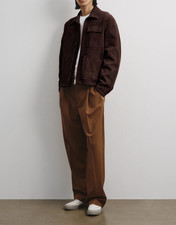 Blouson cuir homme marron coureur pur daim moto taille XS S M L XL XXL 3XL