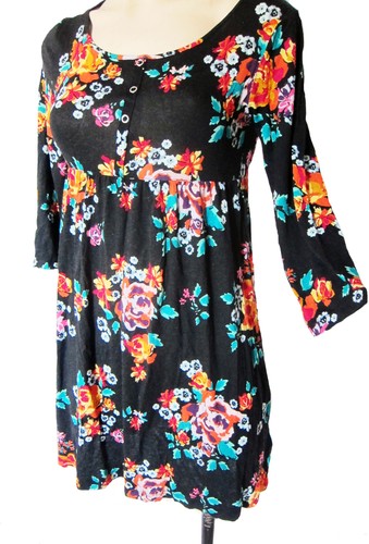 Robe florale noire manche - noire,