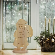 Lampe Décorative Père Noël Décoration de Minuteur Pin Bois LED Salon Extérieur