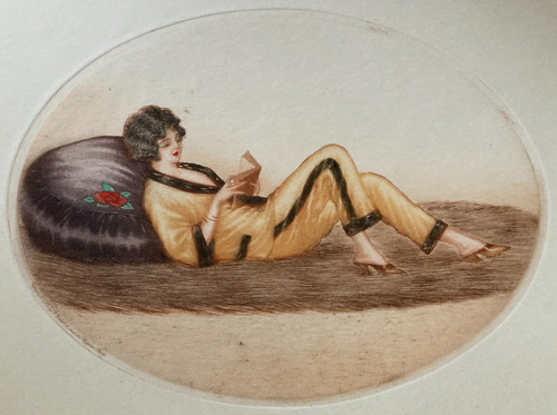 Gravure lithographie femme - gravure,