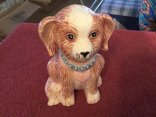 Ceramic dog with basket - ceramic,