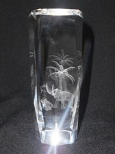 GRANDE SULFURE PAPERWEIGHT PRESSE PAPIERS CRISTAL " ÉLÉPHANT & ÉLÉPHANTEAU "  