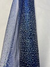 Tissu BLEU Organza ETOILES NOEL IRISEE au mètre NEIGE POINT BLANC déco